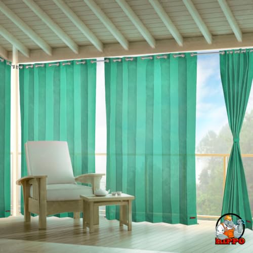 Image of HIPPO 150 GSM Outdoor Sun Blocking Balcony Eyelet /Grommet CurtainsCurtains Sun & UV Protection, Light Filtering Window Curtain (Green, 4.5FTX9FT, 1PC)