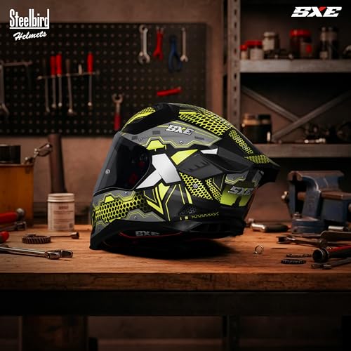 Image of Steelbird SBH-61 SXE X3 Pinlock ISI and Dot Certified Full Face Graphic Helmet for Men and Women with Inner Silver Sunshield