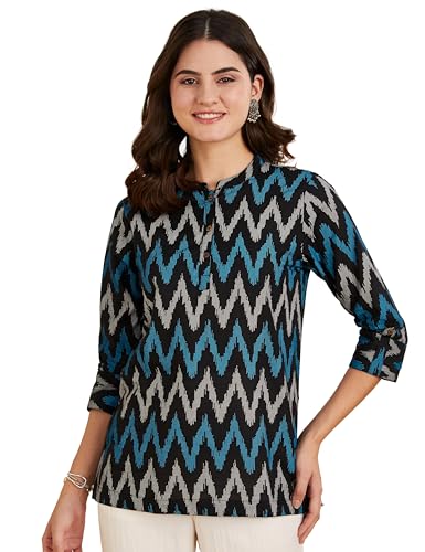 Image of Amazon Brand - Myx Women Printed Regular Cotton Short Kurti (Available in Plus Sizes)