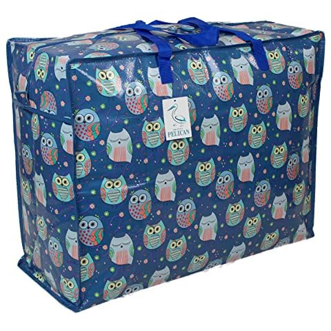 Storage Bags Water & Dust Resistant. Double zipped storage bags for toys, laundry, bedding. Underbed Wardrobe Space Saver Sleepy Owls print (65 ltr 1x Pack) Cover