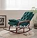 WOOD ART INDIA Teak Wood Traditional Rocking Tropical Comfortable Rocking Chair Arm Chair in Velvet Fabric (Dark Green)