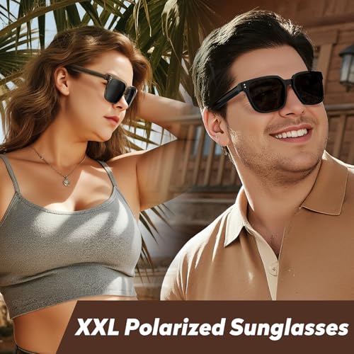 Premium 158MM Large Polarized Sunglasses for Men Women, 2 Pack XXL TR Frame Trendy Sun Glasses Outdoor with UV4003
