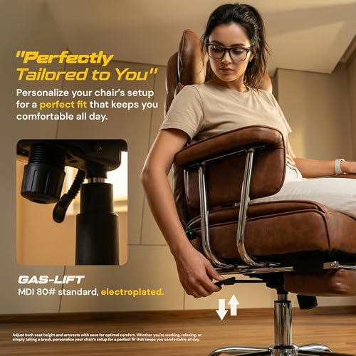 Image of DROGO Monarch-X Massage Office Chair with Vibration & Heat | Big and Tall Ergonomic Executive Computer Chair with PU Leather & 150Reclining | Gaming Chair with Spacious Cushion Seat & Footrest(Brown)