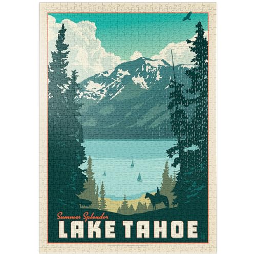 MyPuzzle Lake Tahoe: Tahoe Summer, Vintage Poster - Premium 1000 Teile Puzzle - MyPuzzle Sonderkollektion von Anderson Design Group