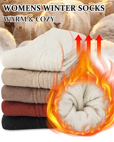 Image of Loritta Wool Socks for Women, Winter Warm Hiking Boot Socks Gifts