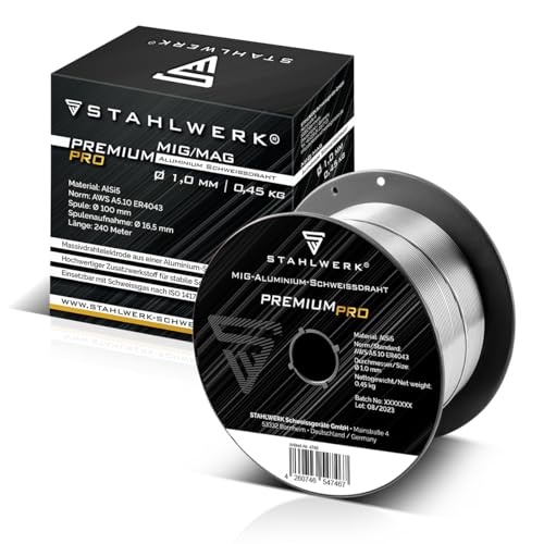 STAHLWERK MIG MAG Fil d'apport aluminium ER4043 (AlSi5) 1,0 mm 0,45 kg Bobine de fil | Bobine de fil | Matériau d'apport | Fil d'apport universel | Fil...