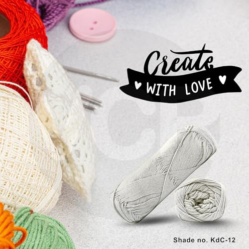Image of VCR 4Ply Pearl Cremy White Yarn, 100 Grams Hank, 320 Meters Length, Cotton Combed Ball for Crochet and Knitting, Soft Crosia Threads, Pack of 1 Yarn, Suitable for DIY Crafts
