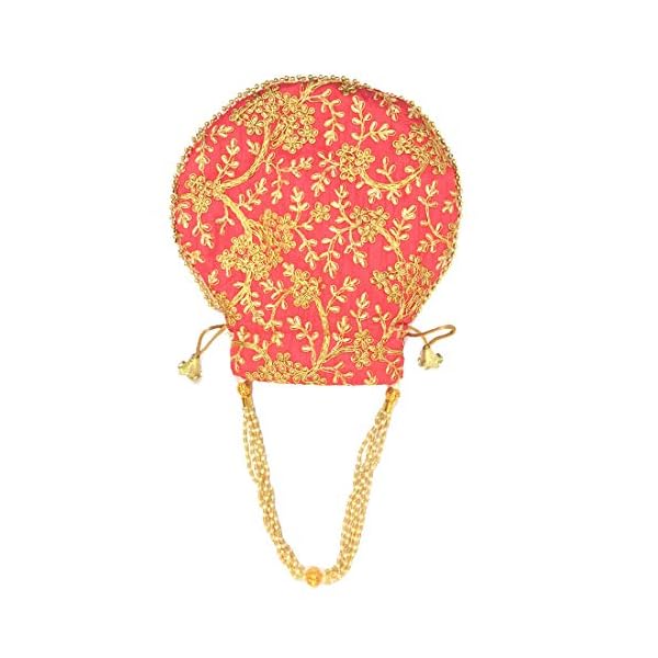 Swastik Uphaar Rajasthani Women's Embroidered Handbag Potli Wallet (PEACH) - Image 4