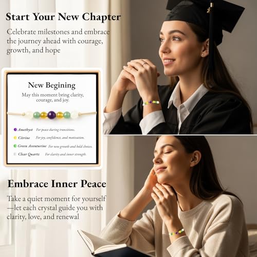 Natural Crystal Bracelet for New Beginnings – Inspirational Healing Stones Gift for Life Transitions, Graduation, Back to School, New Job – Motivational Jewelry for Women Men (New Beginning)3