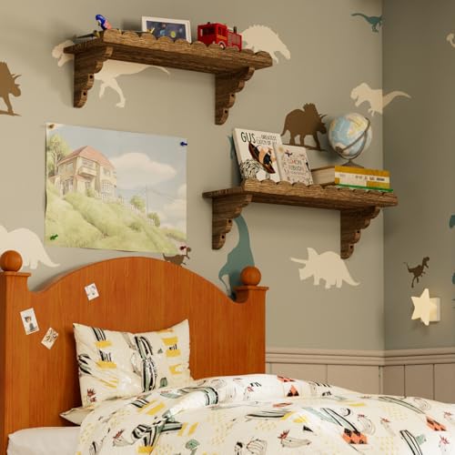 QsQueen Scalloped Wood Wall Shelf – 17 Inch Floating Shelf with Wood Brackets, Easy to Install Rustic Wall Shelf for Living Room, Bedroom, Bathroom, or Any Space - Image 6