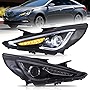 VLAND Headlight Assembly Fit for Hyundai Sonata 2011-2014, Plug-and-play, H7/D2H/HID Bulb Conversion Kit(Not Included) for HI/LO Beam.