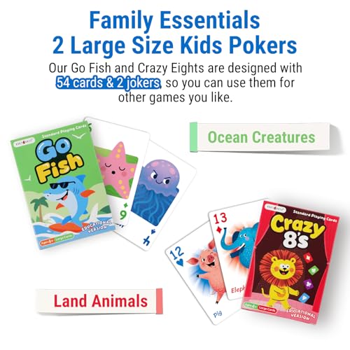 Image of Educational 6 in 1 Kids Card Games, Alphabet & Simple Math, Large Cards | 6 Themes Designed With Mordern Education Concepts, Go Fish, New Old Maid, Gift for Kids 4+, Card Holders Included
