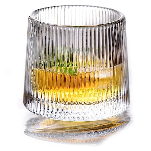 El Mejor Listado de Vasos old fashion para comprar online. 50 RD ROYAL COOK Set 6 Vasos para Whisky licor 170 ml Cristal Grueso Bar Coctel diseño Lineal Fondo Redondo Rotativo 360 Grados Regalo