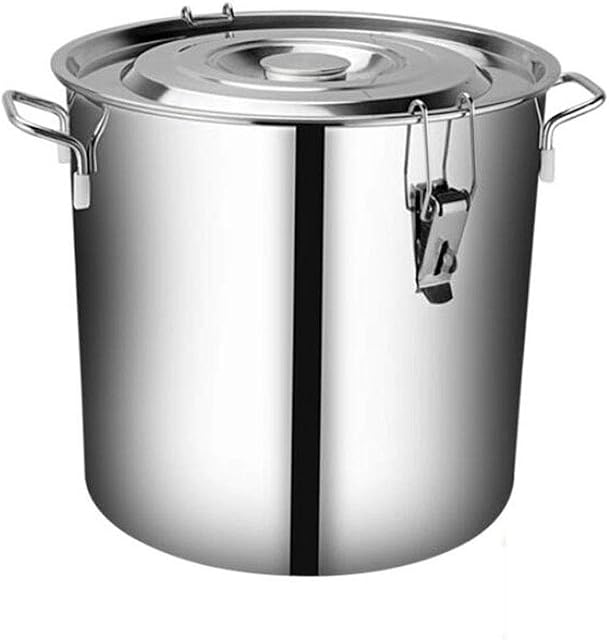 Airtight Rice Barrel 15KG 25KG Stainless Steel Seal Food Storage Container with Handle (Size : 35 * 35 * 36.5cm)