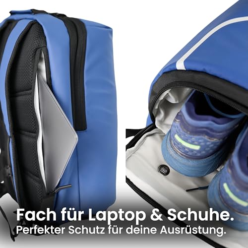 Otaro Padel Tasche mit Schuhfach & Laptopfach (blau) – Padel Rucksack für Schläger, Kleidung & Zubehör – Belüftet, Gepolstert & Stylisch – Tennistasche für Herren & Damen, Deutsches Unternehmen