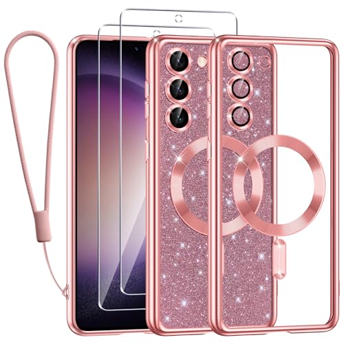 Kokio Magnétique Coque pour Samsung Galaxy S23+/ S23 Plus 5G avec Flash Papier,Compatible avec MagSafe,avec 2* Verre Trempé et 1* Chaîne...