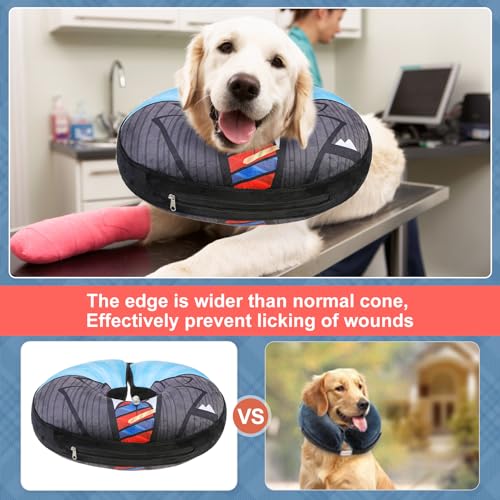 Image of BEAUTYZOO Dog Cone Alternative After Surgery for Large Medium Small Dogs, Soft Inflatable Cone Collar for Dogs Cats, Dog Neck Donut E Collar Pet Recovery Collars to Stop Licking,Black XL