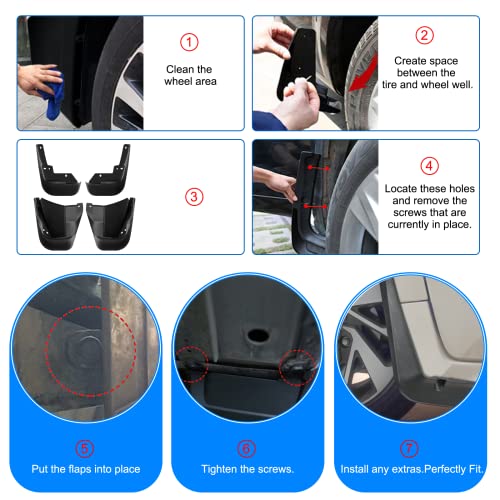 Image of BDFHYK Mud Flaps Splash Guards 4PCS Front & Rear Side Mud Guards Compatible with Honda Civic 1996-2000 Without OEM Fender Flares
