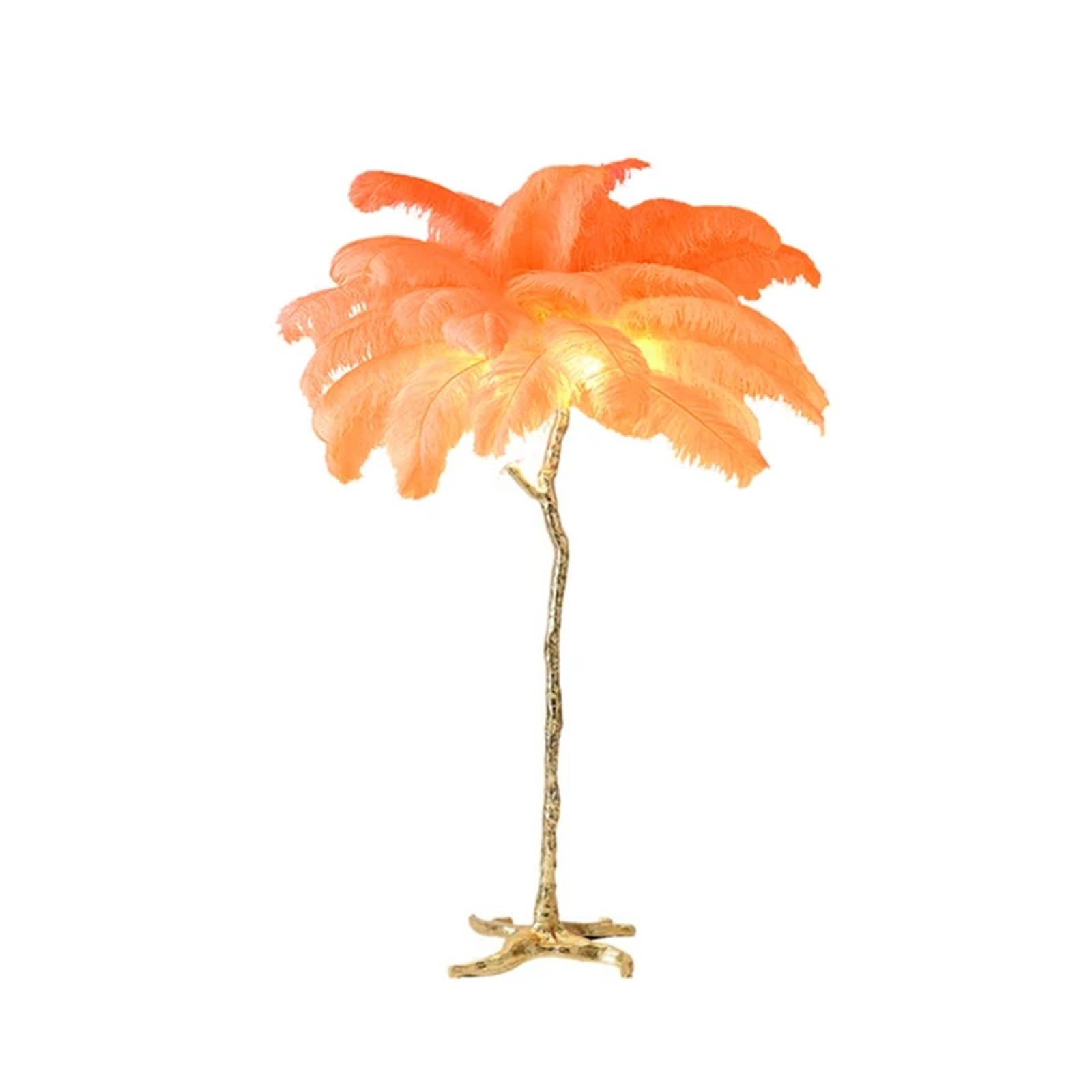 SMTYXS Nordic Luxury Living Room Floor Lamp Ostrich Feather LED for Bedroom Sofa Corner Modern Gold Resin Indoor Light Elegant Luxurious(H80cm 25 Feathers,Orange)