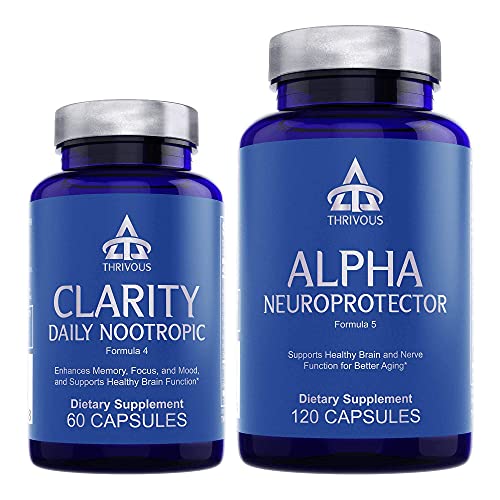 Clarity and Alpha Stack - Enhance Memory, Focus, Mood, Brain & Nerve Function for Better Aging - Advanced Natural Nootropic Supplement - 2 Item Bundle: Alpha Neuroprotector & Clarity Daily Nootropic