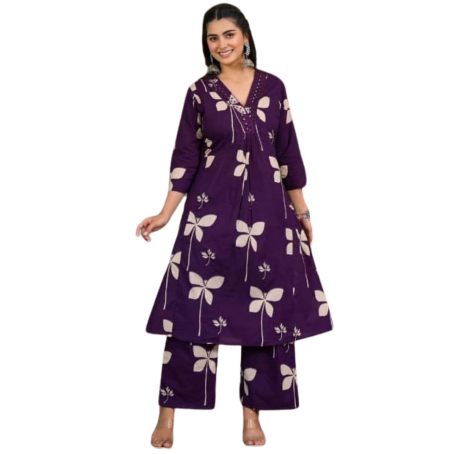 Rayon Floral Printed A-Line Kurta & Pant Set-picture-51