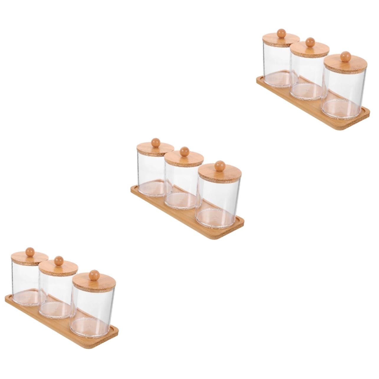 Ciieeo 3 Sätze Make-up- Kommode Schminktisch Wattepaddosen Wattestäbchen-ball-pad-gläser Badezimmer-waschtisch-organizer Spender Für Wattepads Wattebällchen P.s