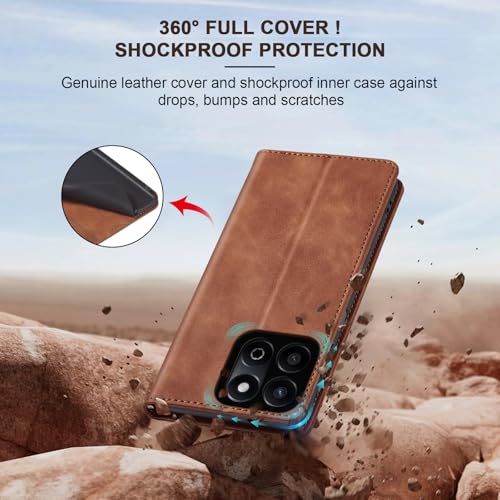 Image of Jasonyu Case for Honor 200 Smart Leather Wallet Flip Cover with Card Holder,Kickstand, Magnetic Closure,TPU Shockproof Phone Case Compatible with Honor 200 Smart (Brown)