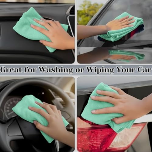 Image of Microfiber Cleaning Cloth roll | Tear-Away Sheets 10x10 in | Reusable Washable lint-Free Towels for Kitchen car Office | Ultra Absorbent 180 GSM | Mint Green Pack of 5 Sheets