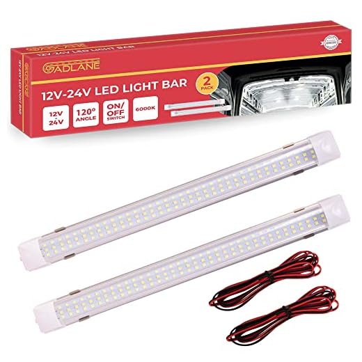 GADLANE Barra LED 12V - 24V Autocaravana, Camper, Barco, Cocina Luz Furgoneta Interior Luces Led 12v Interruptor Encendido/Apagado - 6000k - 34cm Longitud - Paquete De 2