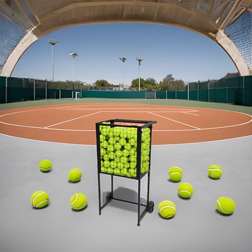 Tennis Ball Cart,Professional Tennis Cart with Wheels Ballport Ball Tennis Teaching Cart,Portable Sports Ball Storage Cart for Basketball, Football, Soccer, Volleyball