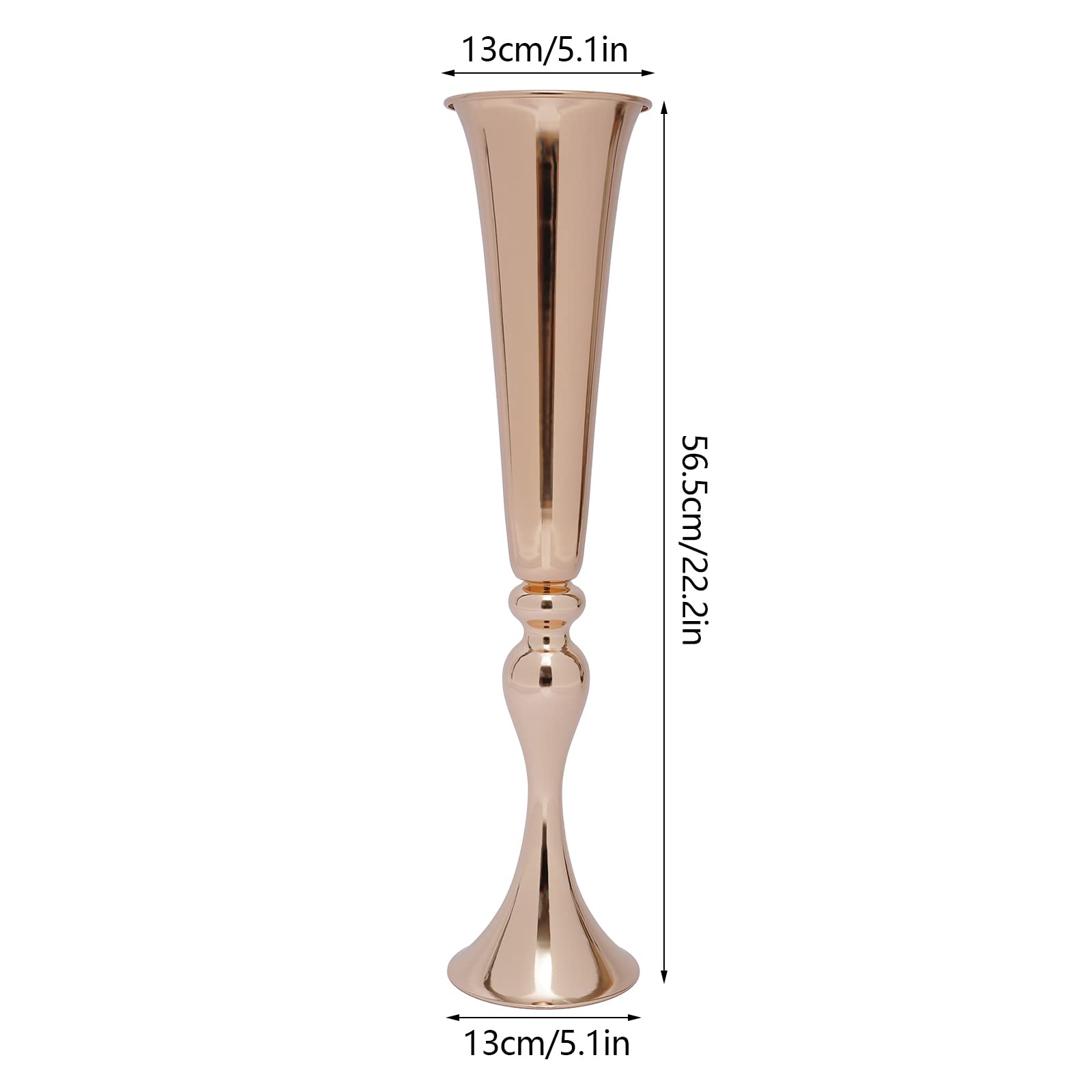 Set di 6 vasi da tavolo in metallo dorato con finitura lucida, per feste di compleanno, feste di compleanno, soggiorno, decorazione