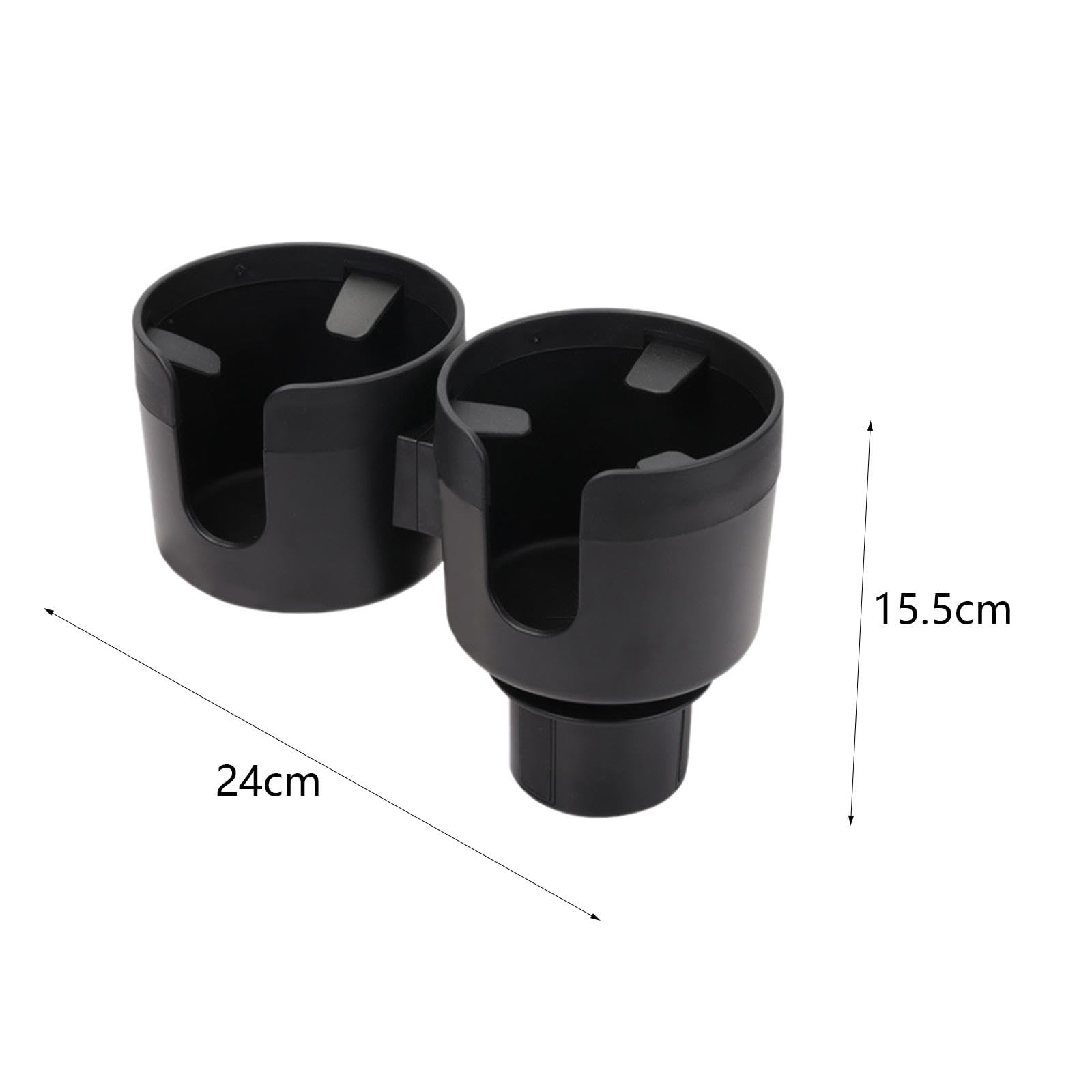 2 Porte-gobelets De Voiture Réglables - Hauteur 12,4 Cm, Multi-crochets, Base Antidérapante - Noir