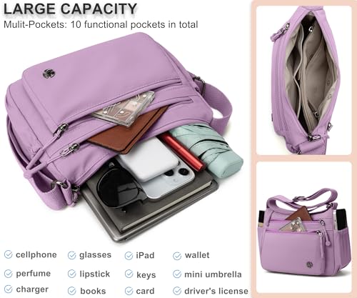 Image of Pealwel Casual Crossbody Bag with Anti Theft Pocket - Women Lightweight Water-Resistant Purse Bag