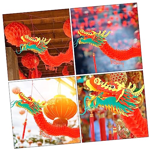 Pendentif Dragon Papier Chinois Décoration Nouvel An Chinois 2 Pièces