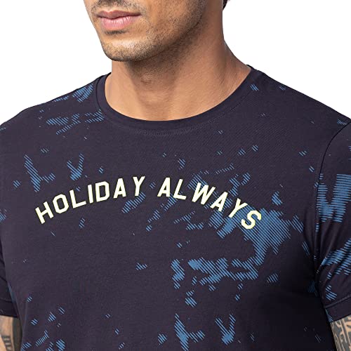 Image of Spykar Men's Slim Fit Round Neck Half Sleeve Printed Casual T-Shirt