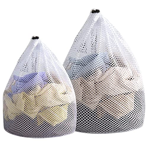 Filet à Linge pour machine à laver, Sac à Linge en Maille, Grand Sac de Lavage Linge avec Cordon, Réutilisable Sac de Blanchisserie Machine pour sous vêtements, Chaussettes, Bas, Dessous, Lot de 2 Cover
