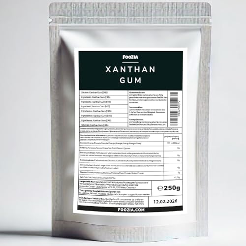 Xanthan Gum 250g Natürliches Bindemittel Xanthan Pulver Lebensmittelqualität Vegan Glutenfrei Stabilisator Emulgator Verdickungsmittel für Eis, Suppen, Soßenbinder von Foozia