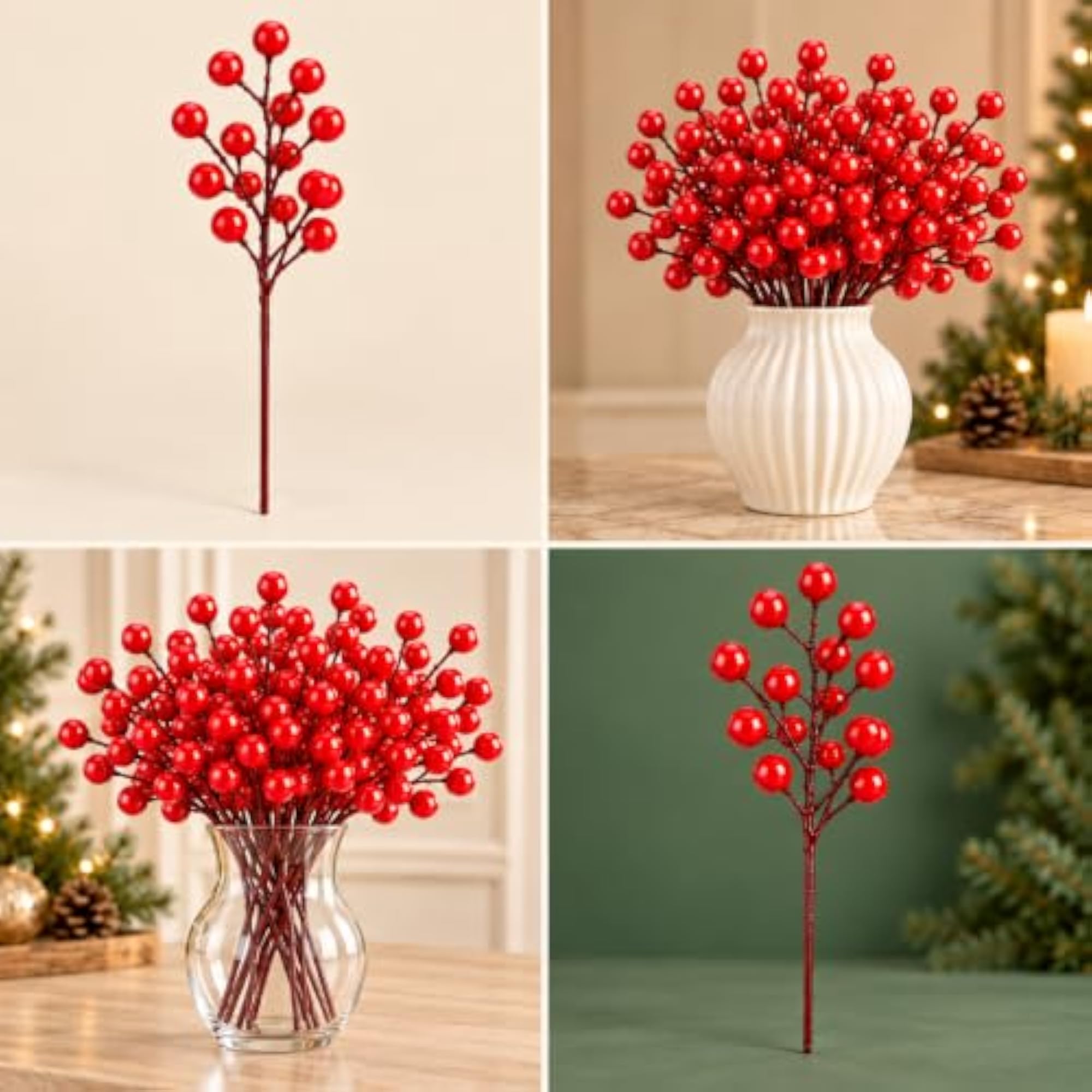 Artificial Red Cherry Berry Picks, Pack of 10
