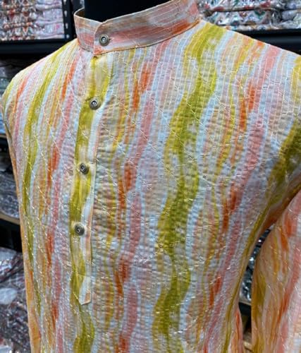 Image of FOXDX Men's Traditional Cotton Floral Printed Only Kurta