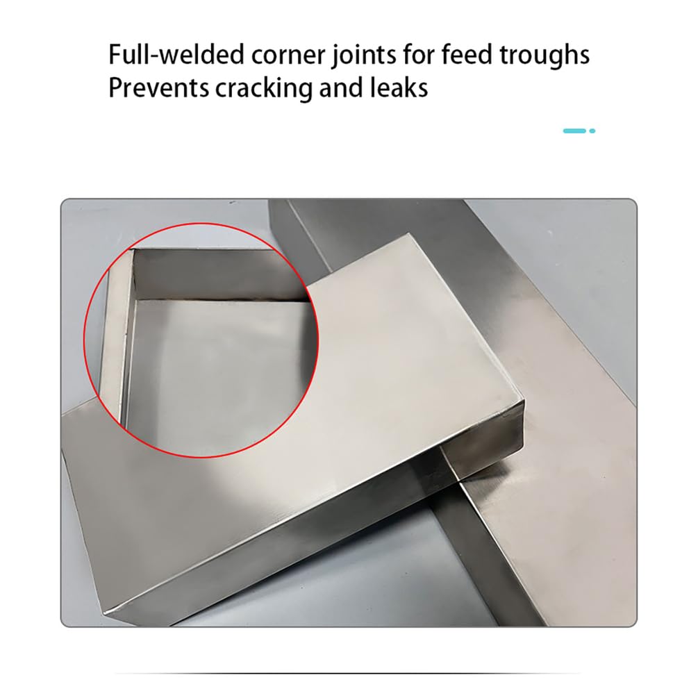 Comedero para Pollos Acero Inoxidable 20/40/50/60 Cm Rectangular Profundo Cajas Jaulas Pollos Comederos Colgantes Antiderrame Equipo De Alimentación Aves Corral,Plata,L60*H4.5*W11