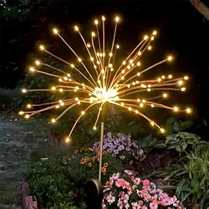 CURATED CART Solar Garden Lights 120 LED Starburst Lights, 40 Copper Wires String, Waterproof Garden Ornaments, DIY Landscape Light for Pathway, Backyard, Christmas Decoration Parties (Set of 1)