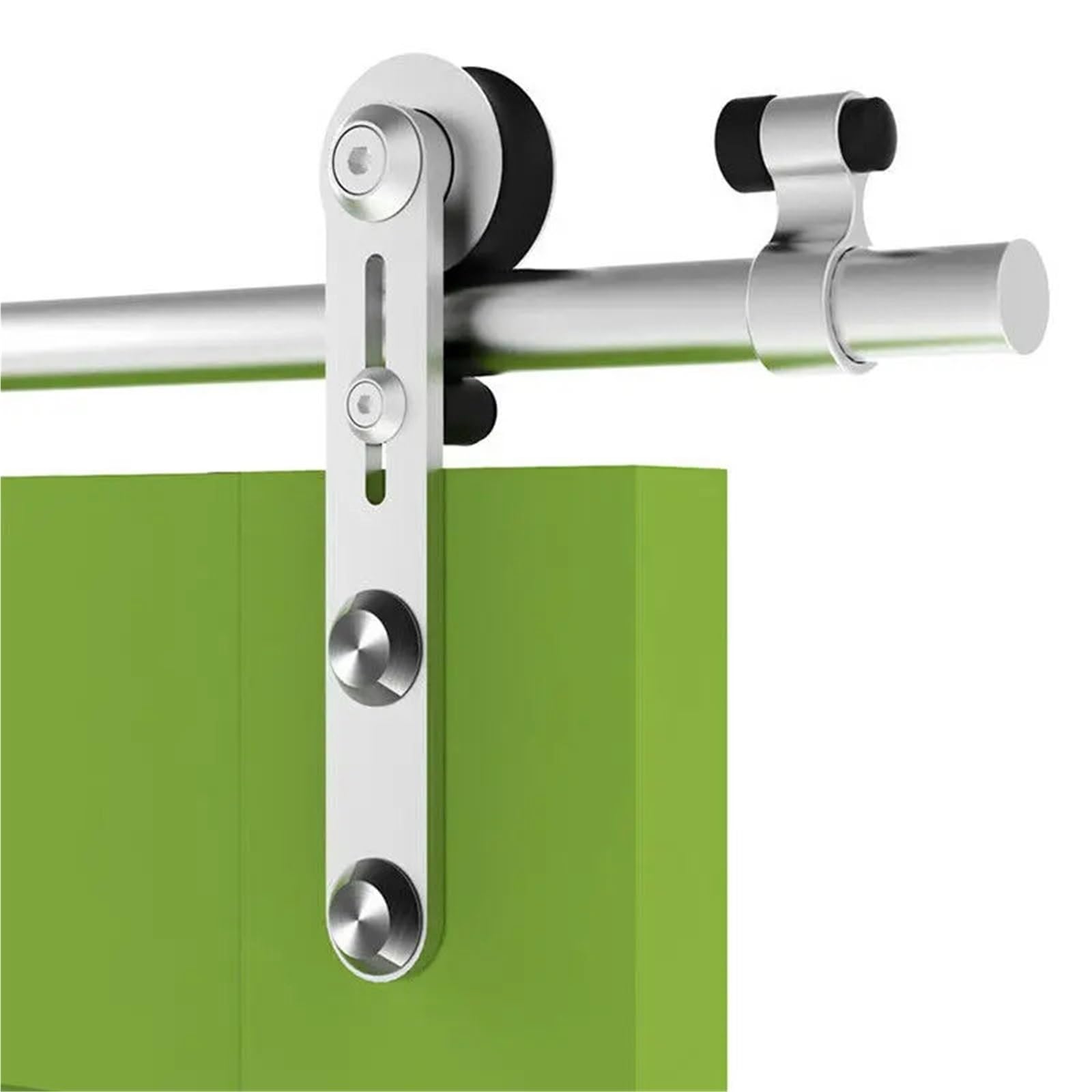 Csdasw C Round Shape 2Pcs Silver Stainless Steel Sliding Barn Wood Door Rollers Hanger Kit With Accessories (No Rail/No Doors) Smooth And Quiet(C Round Shape)