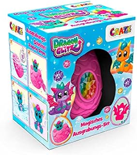 CRAZE Dragon Glitz Magic Digging Set Surprise Eggs with Dragon Figures, Pink Egg for Digging Dragon Babies to Discover & Collect Games from 3 Years 22429