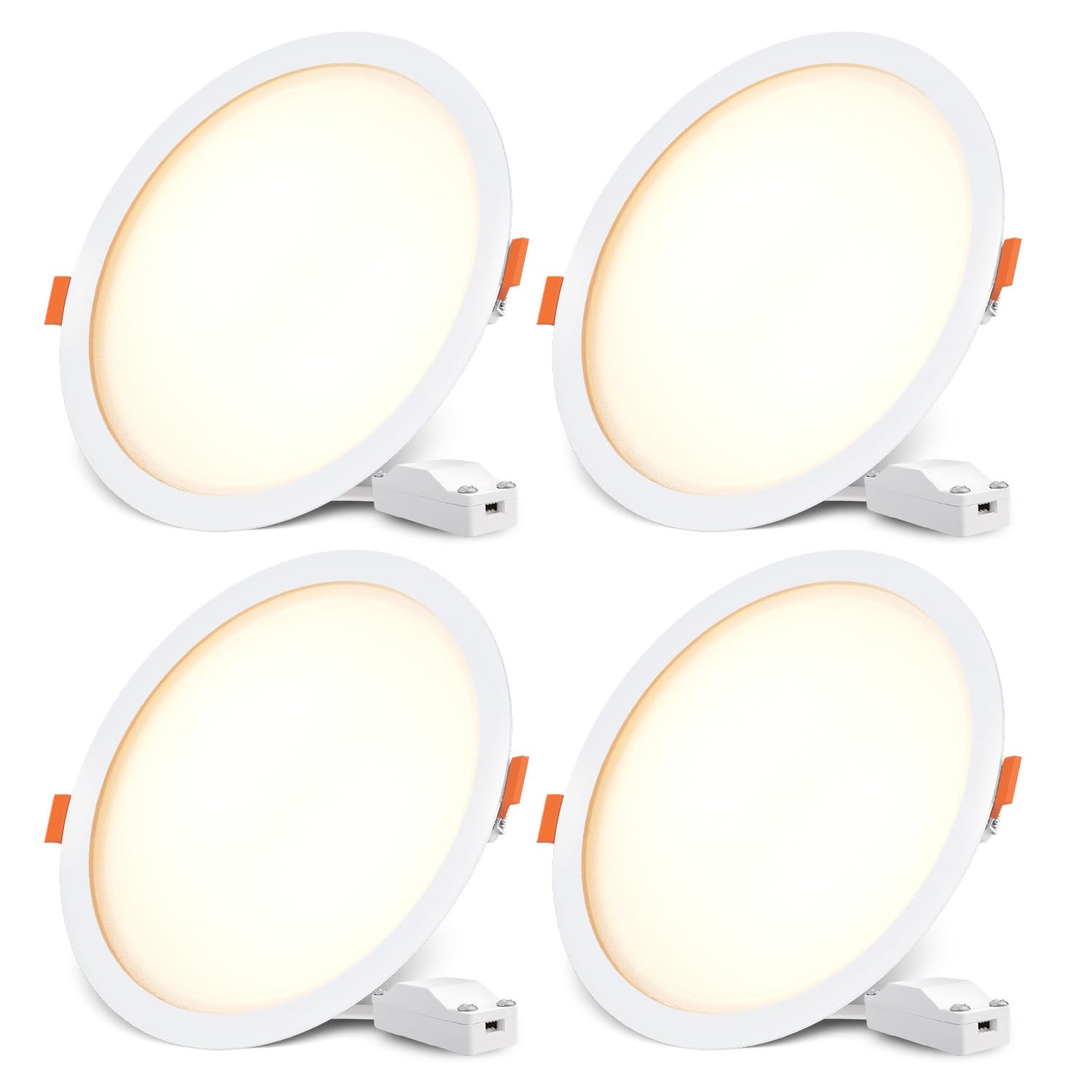 LVWIT Faretti LED da Incasso per Cartongesso,24W Equivalente 160W,Pannello Soffitto 2650LM,3000K Caldo 4000K Bianco Neutro 6500K Bianco Freddo,Faretto Incasso LED per Bagno, Set di 4