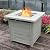 OutVue 28 Inch Propane Fire Pit Table, Outdoor Gas Fire Pits with Lid & Lava Rock, 50000 BTU Firepit for Dinning, Party in Outside, Patio, Garden or Yard (Light Grey)