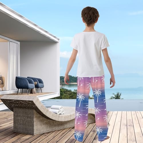 visesunny Boys' Pants Palm Tree Flamingo Sunset Jogger Pants Elastic Waist Long Bottoms Trousers with Pockets3