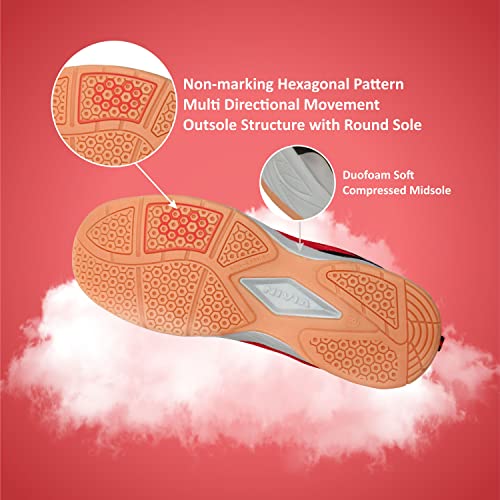Image of Nivia Appeal Badminton Shoes for Mens|Non-Marking Round Sole with Breathable mesh with PU Coated Synthetic Upper for Sports, Badminton, Volleyball, Squash, Table Tennis (Maroon /SIL), 10