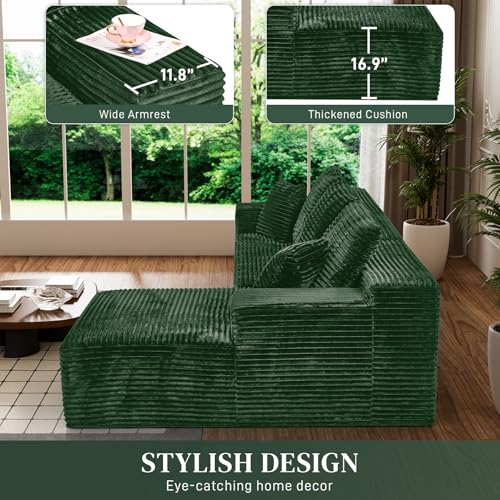 Image of 108 inch Boneless Couch for Living Room, L Shaped Modular Sectional Sofa