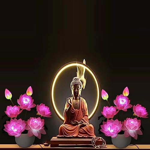 Yunbiaosen FL-HP-CDLH02 Lotus Light Led Flower Lights Buddha Lamp Fo Lamp Artificial Lily Flower Lamp 7 Heads thumb #2