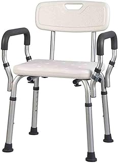 Taburetes de baño de Ducha Taburete de Asiento de Ducha para Ancianos/discapacitados Alfombrillas Antideslizantes Silla de Ducha Ajustable en 5 Alturas con Respaldo y asa Asiento de baño en Plata